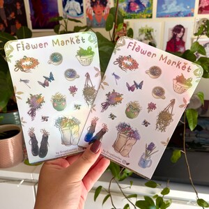 Cottagecore Blumenmarkt Sticker Bogen | Niedliche Feenästhetik | Journaling, Bullet Journal, Planer Sticker Blatt