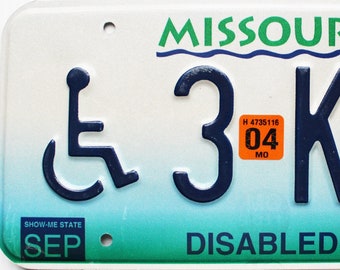 2004 Missouri Disabled license plate #3KW1