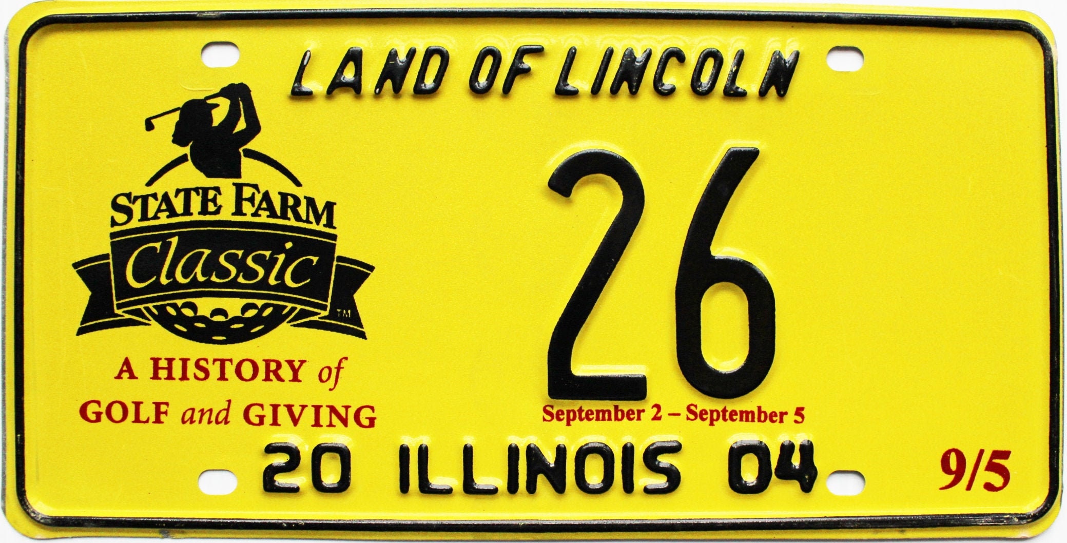 2004 Illinois State Farm Classic Golf License Plate 26 Etsy