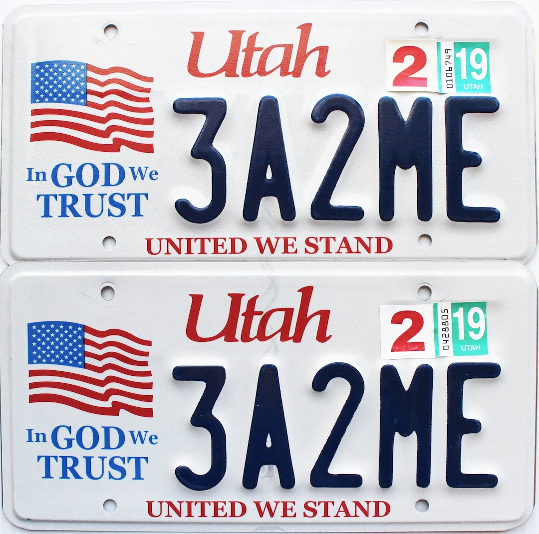 2019 Utah in God We Trust License Plates Pair 3A2ME Etsy