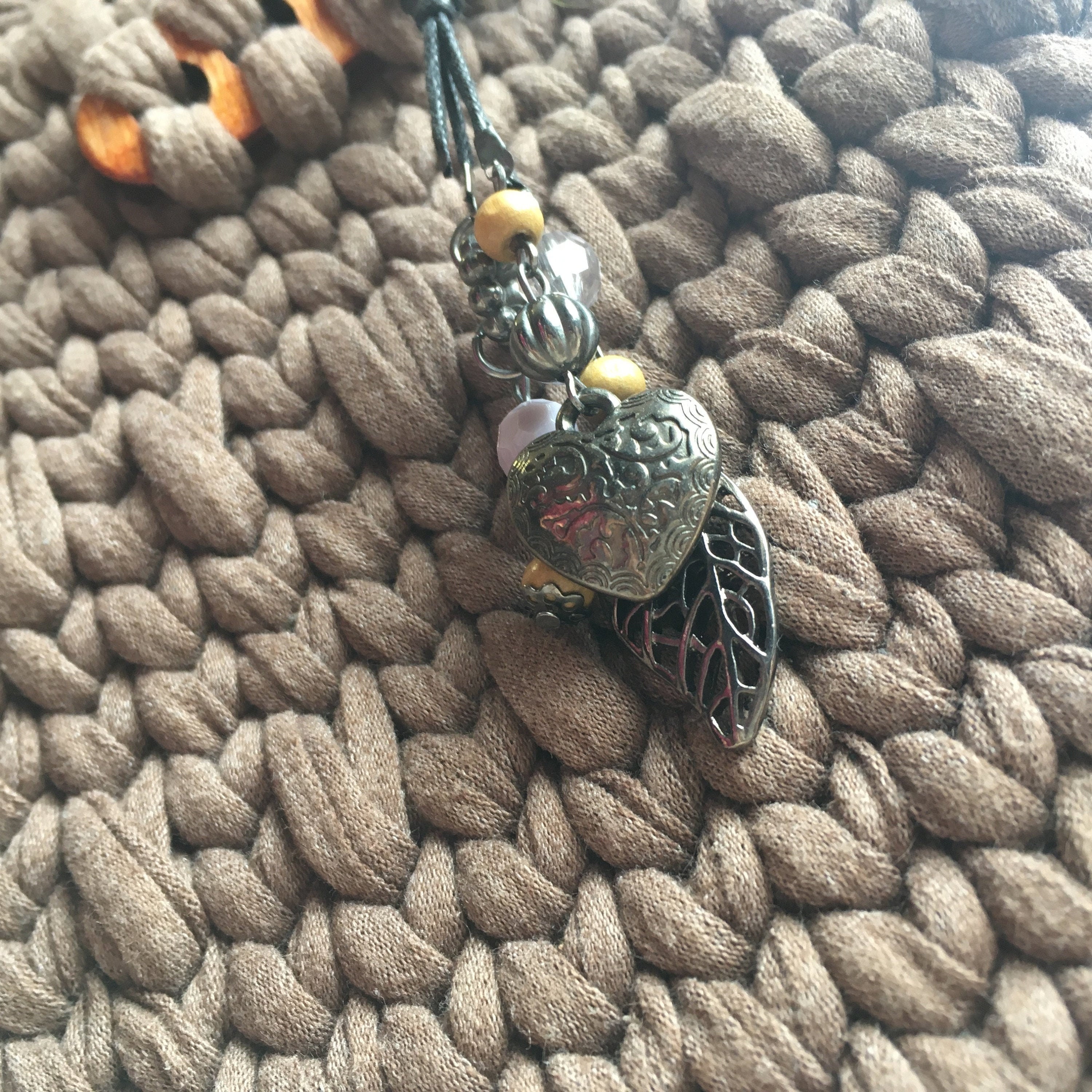 Bag made of knitted yarn with leather fittingsHandmade Etsy