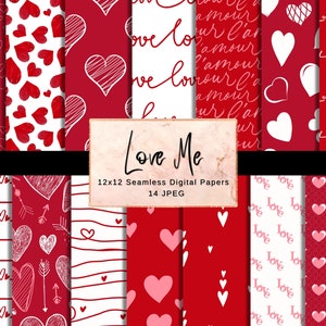 Fondo de pantalla digital Love Me Seamless: Patrón de corazones de San Valentín para imprimibles de arte romántico