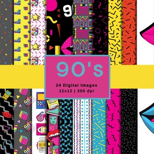 90s Digital Wallpaper: Retro PNG Background for Scrapbooking, Nostalgic Aesthetic Design Downloads