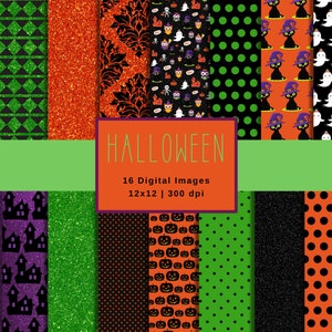 Fondo de pantalla digital de Halloween espeluznante y patrones sin costuras para scrapbooking y manualidades de octubre