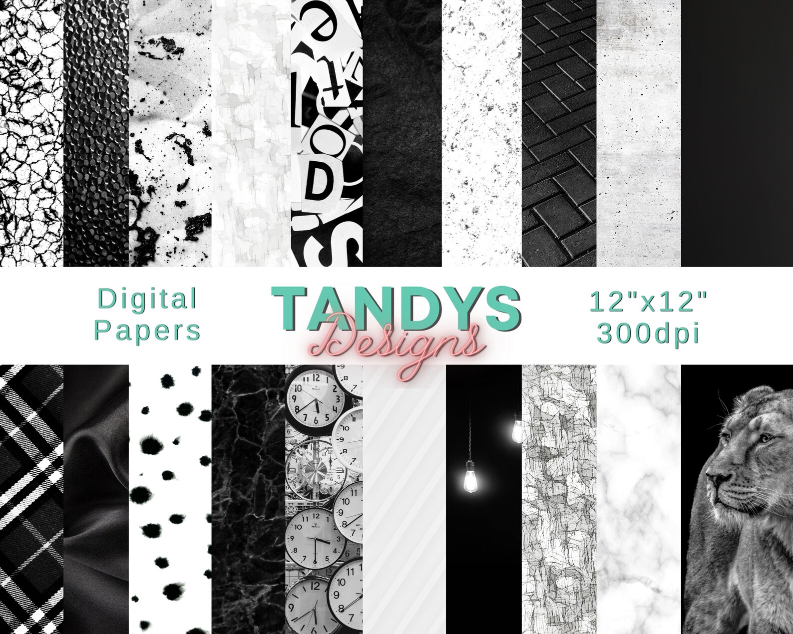 Digital Black and White Wallpaper Scrapbook Paper Digital | Etsy