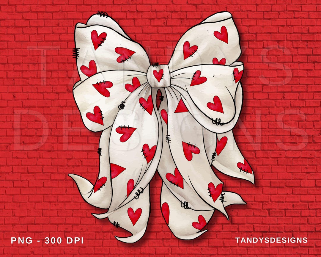 Valentines Coquette Heart Bow PNG Digital Download for Scrapbooking ...