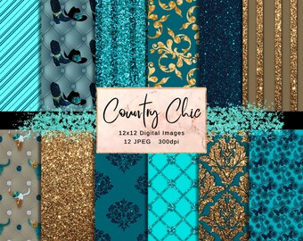 Boho Country Digital Paper Set, 12x12, 300dpi (Digital Download)
