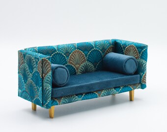 Miniature sofa handmade, Dollhouse couch, miniature liberty style, modern miniature