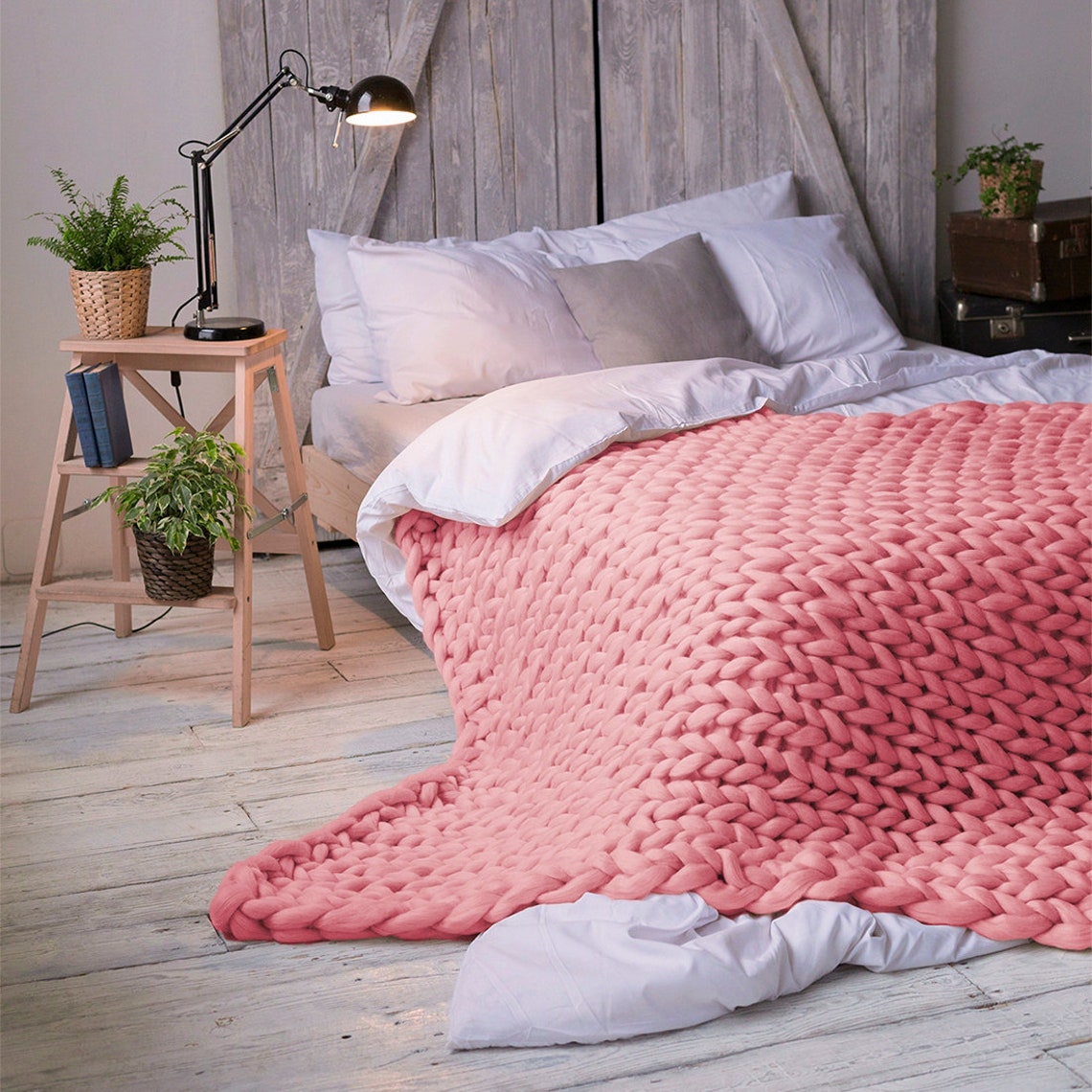 Chunky yarn blanket ladder weighted blanket chunky blanket | Etsy