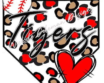 Tigers Baseball Leopard Sublimation Design PNG & JPG Download