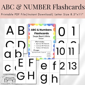ABC & 123 FlashCards, Printable Counting Cards for Kids, Montessori Learning, Alphabet and Number Homeschool,Toddler Preschool Activity card