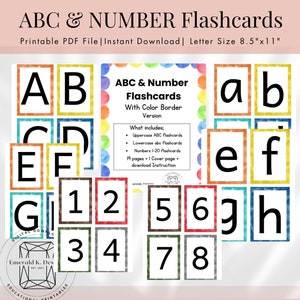 ABC & 123 FlashCards, Printable Counting Cards for Kids, Montessori Learning, Alphabet and Number Homeschool,Toddler Preschool Activity card
