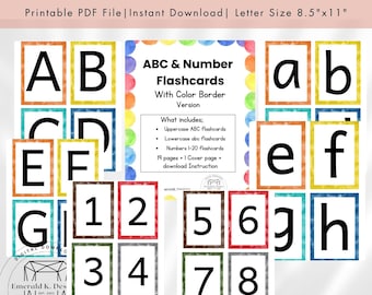 Montessori ABC & 123 FlashCards| Toddler Learning Binder Printable PDF|Homeschool Alphabet and Number cards for Preschooler|Digital Download