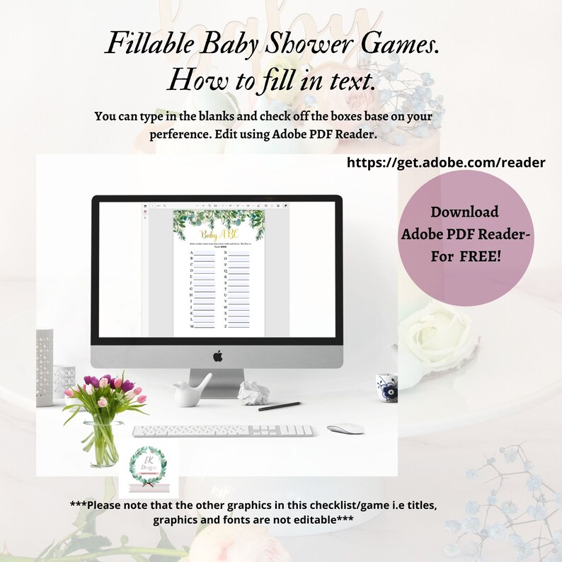 Virtual Baby Shower BINGO Game/ Editable Fillable Card/ Printable