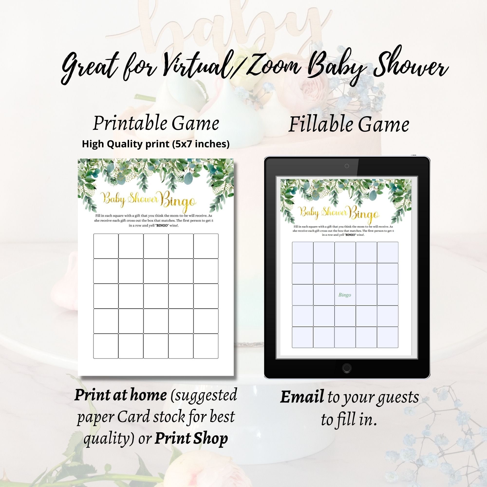 Virtual Baby Shower BINGO Game/ Editable Fillable Card/ Etsy UK