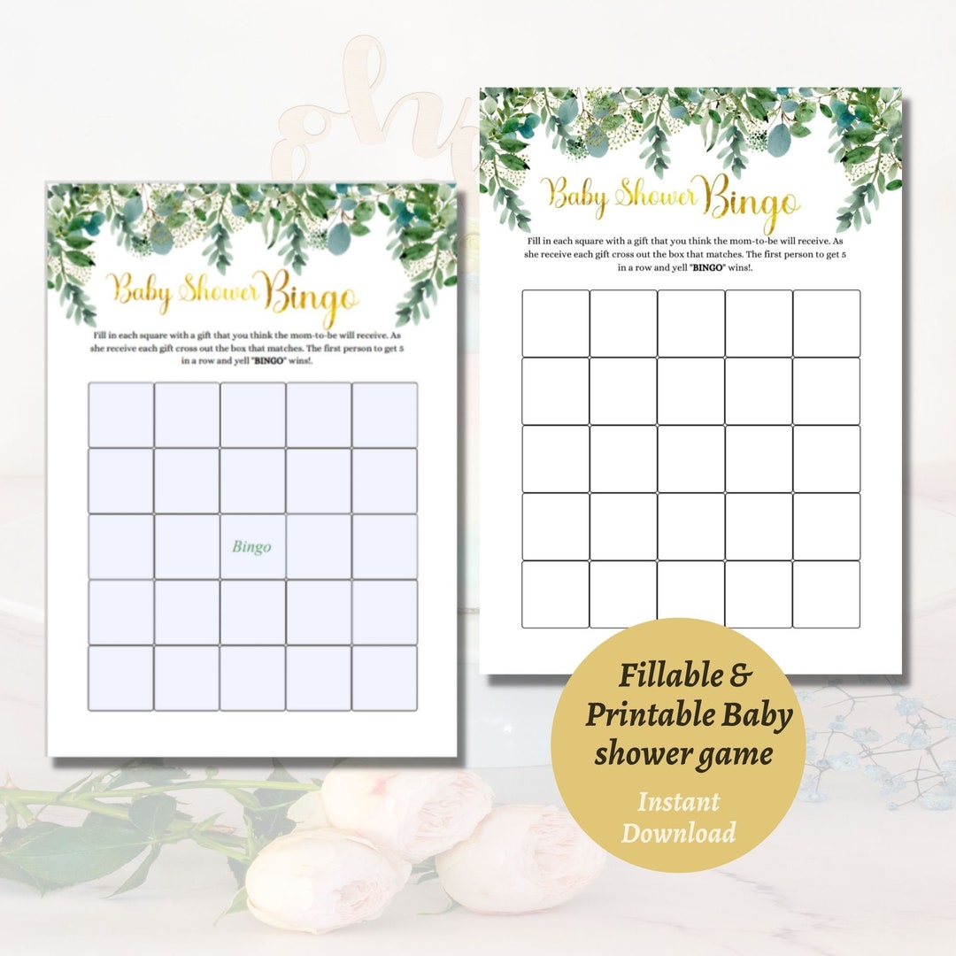 Virtual Baby Shower BINGO Game/ Editable Fillable Card/ Printable
