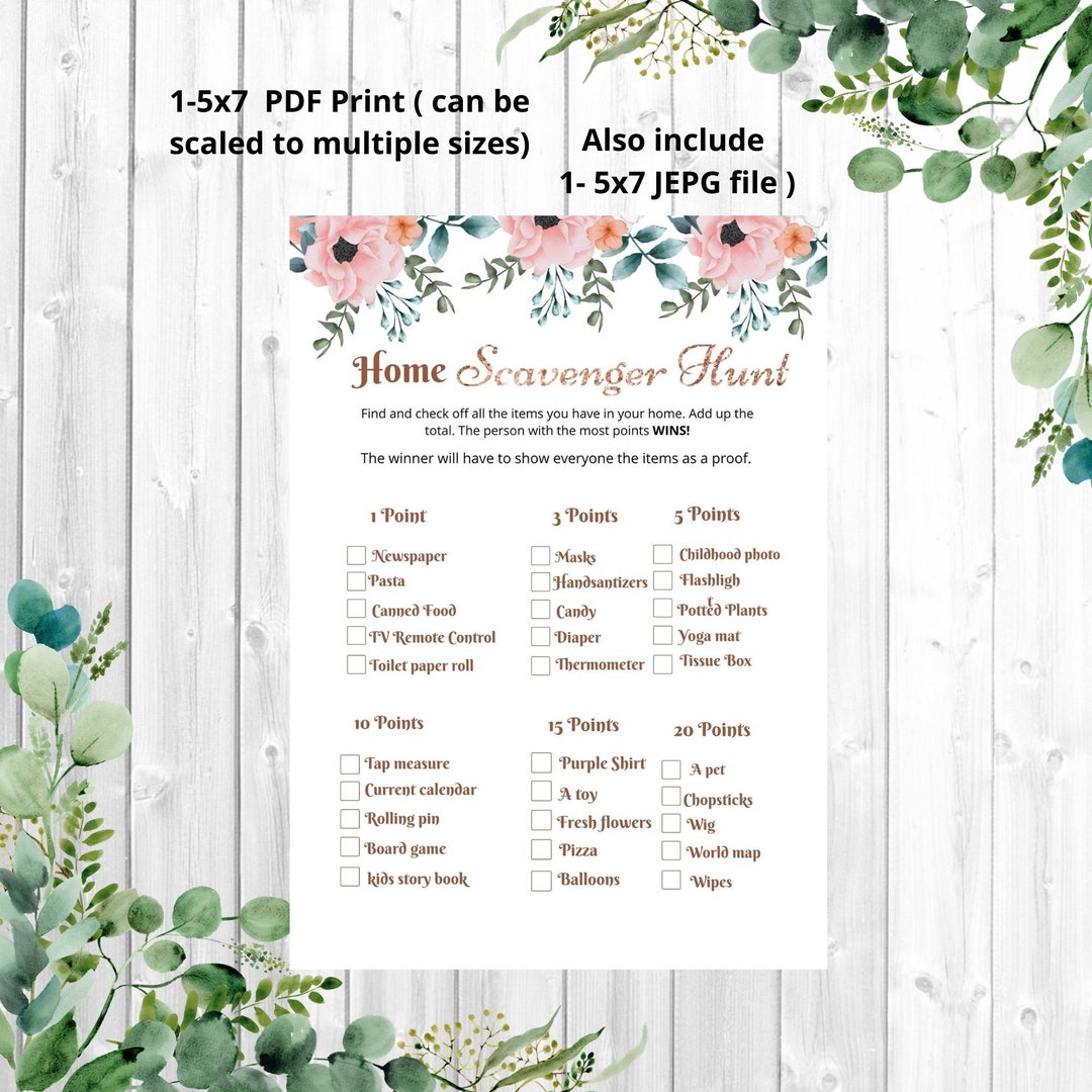 Home Scavenger Hunt Baby Shower Game Rosegold Peach Boho/ Etsy