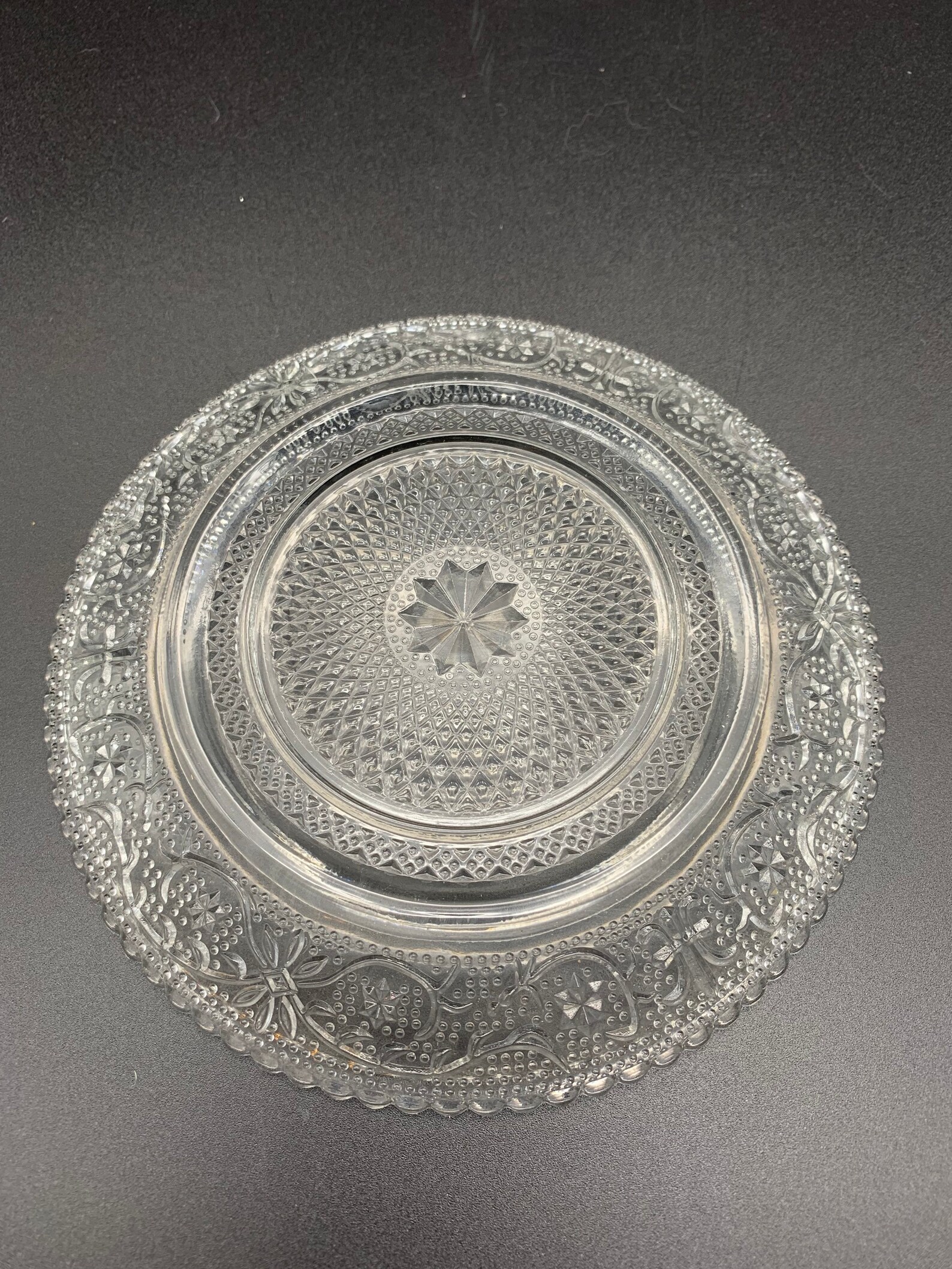 Small Detailed Pressed Clear Glass Plate Etsy