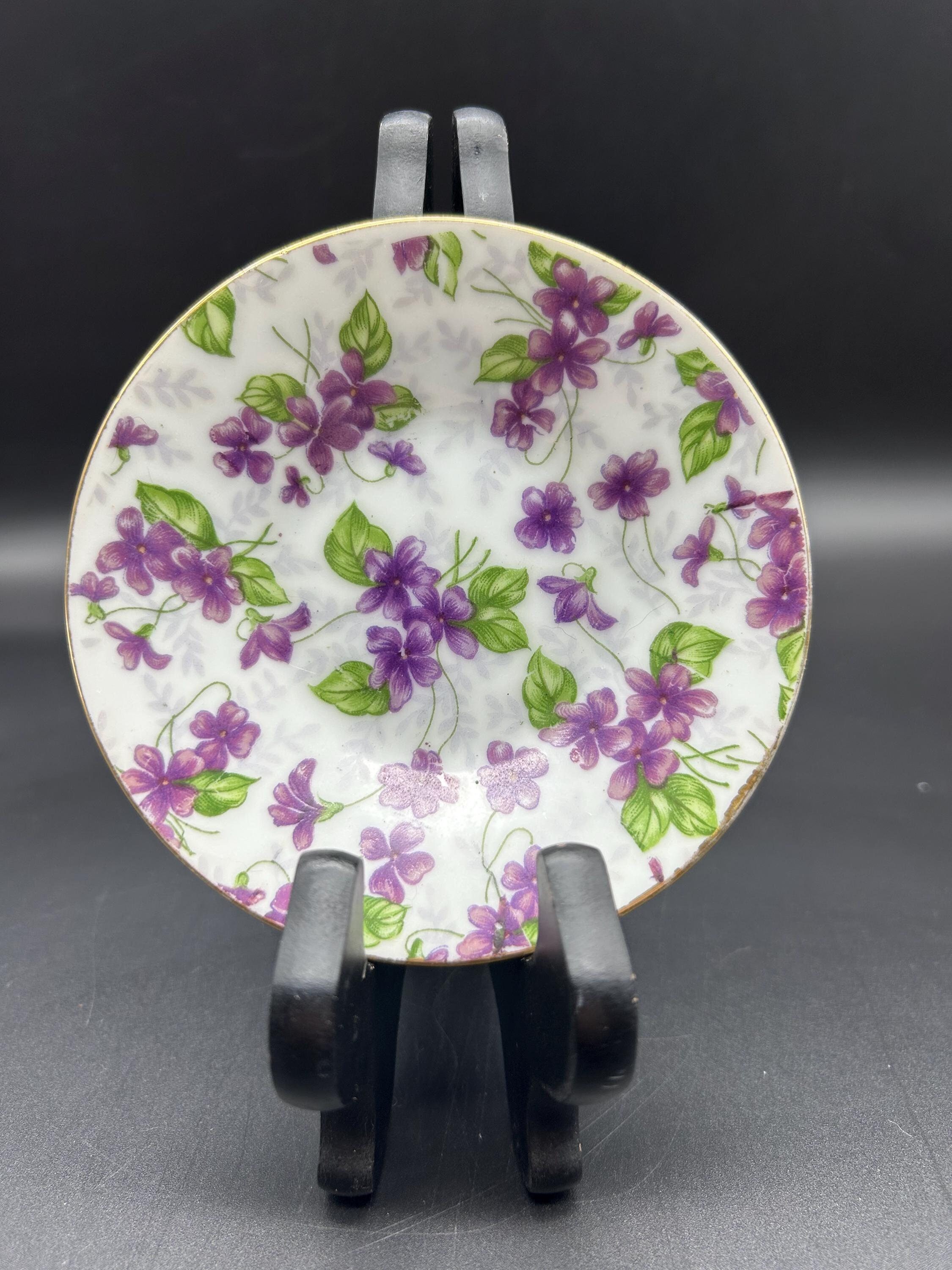 Vintage Inarco E-563/D Saucer With Purple Violets and Gold