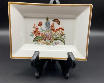 Ceramic Trinket Tray with Butterflies and Flowers