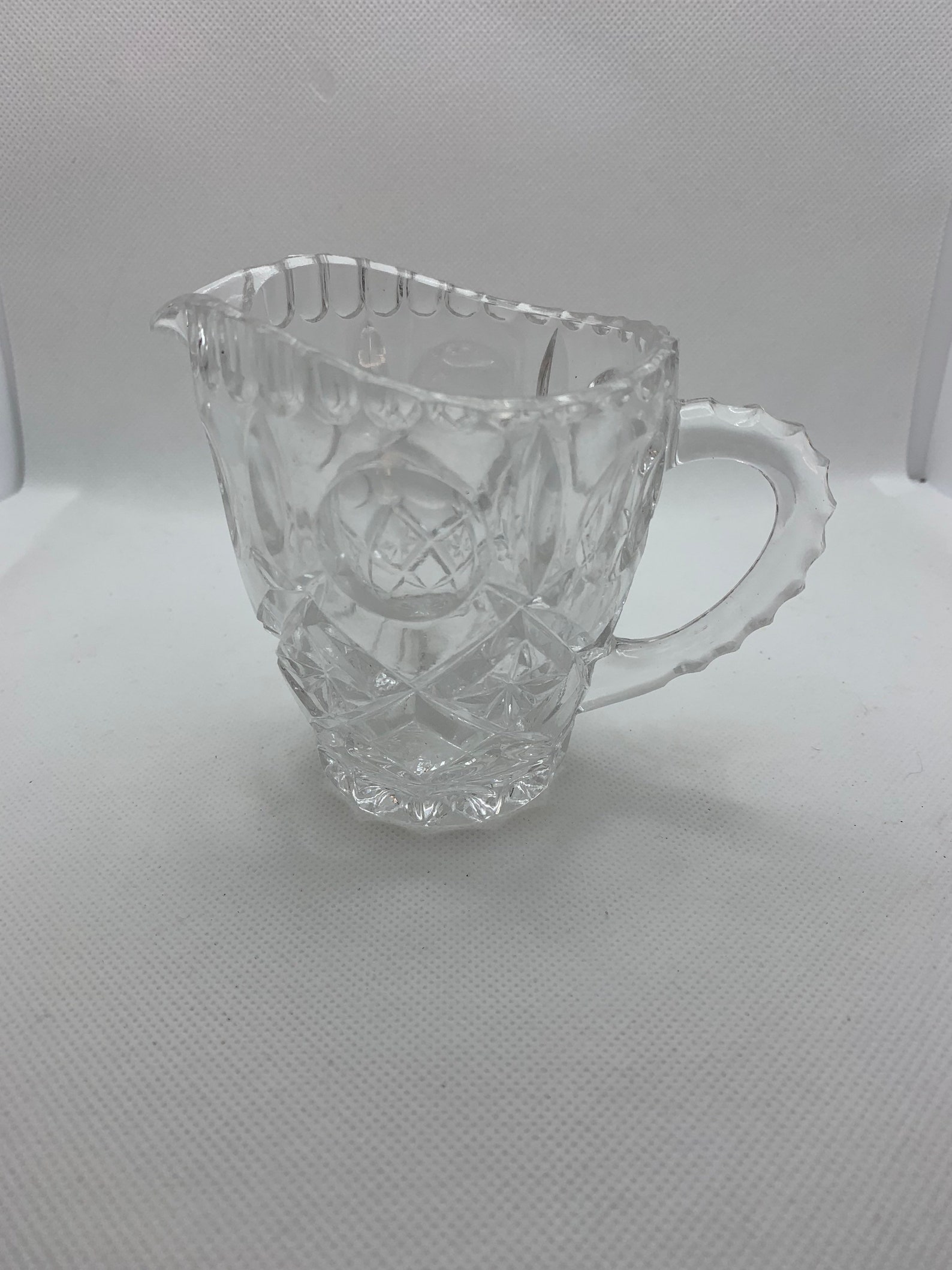 Crystal creamer and sugar bowl set with matching tray. Etsy