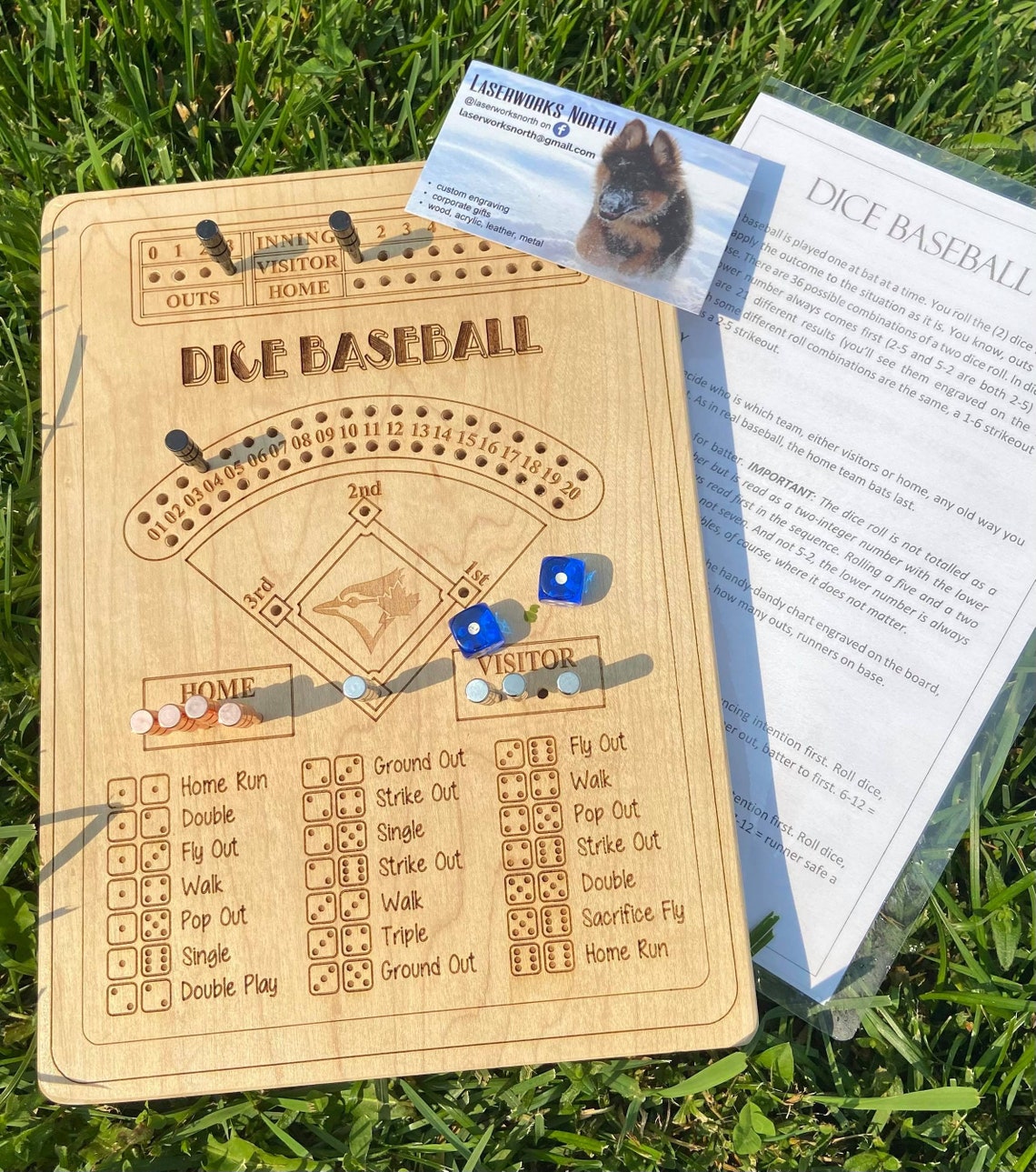 Dice Baseball Handmade Board Game Etsy Canada
