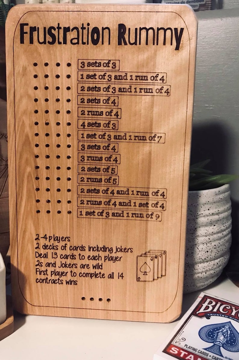Frustration Rummy (6 Players) Game & Rules Sheet (DIGITAL FILE ONLY) - Etsy