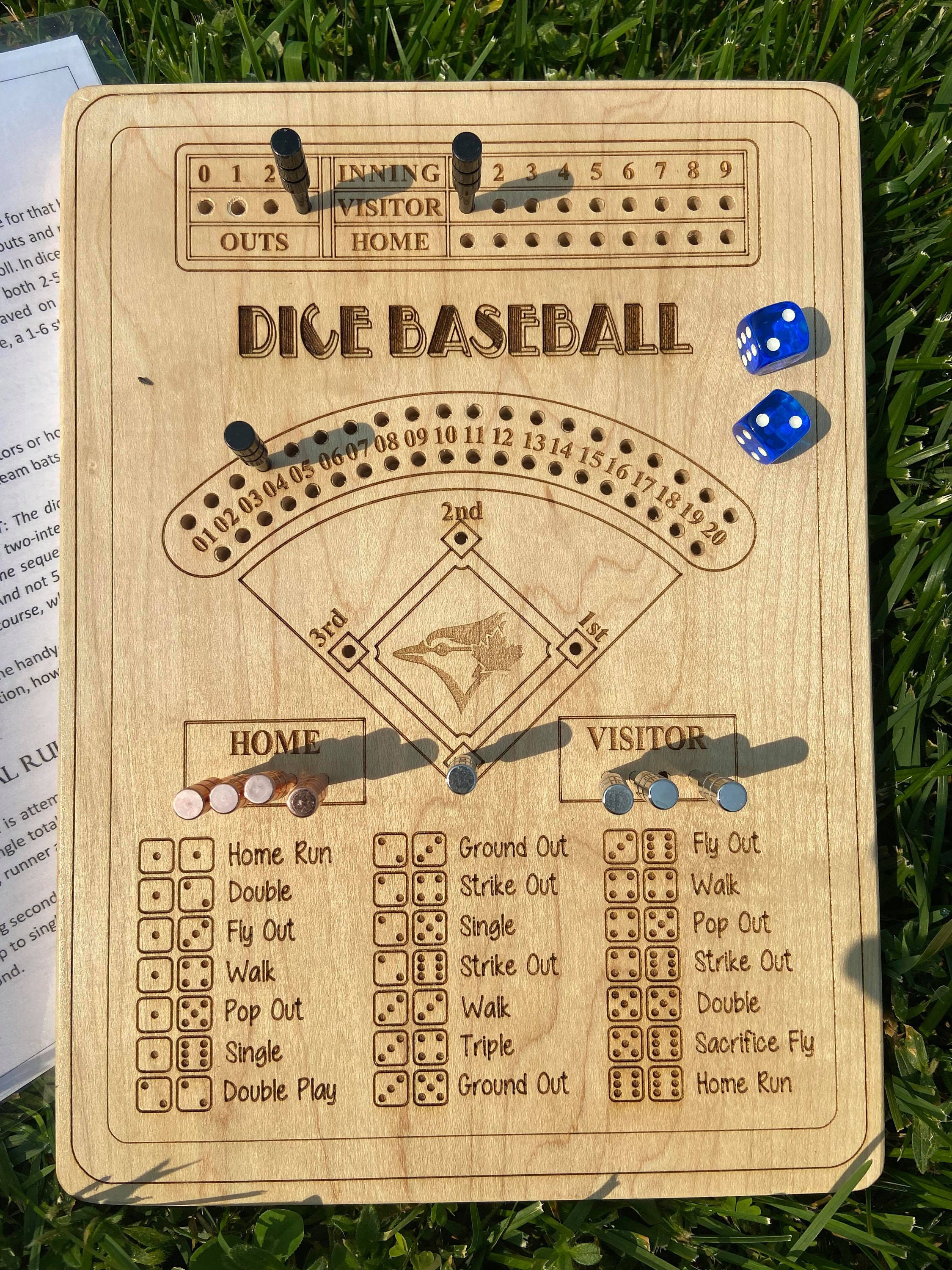 Dice Baseball Handmade Board Game Etsy Canada