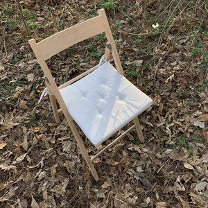 Coussin de chaise en lin carré / Coussins de chaise en mousse de lin / Coussin de siège blanc avec attaches / Coussins carrés / Coussins daccueil / Coussinets de chaise en lin image 2