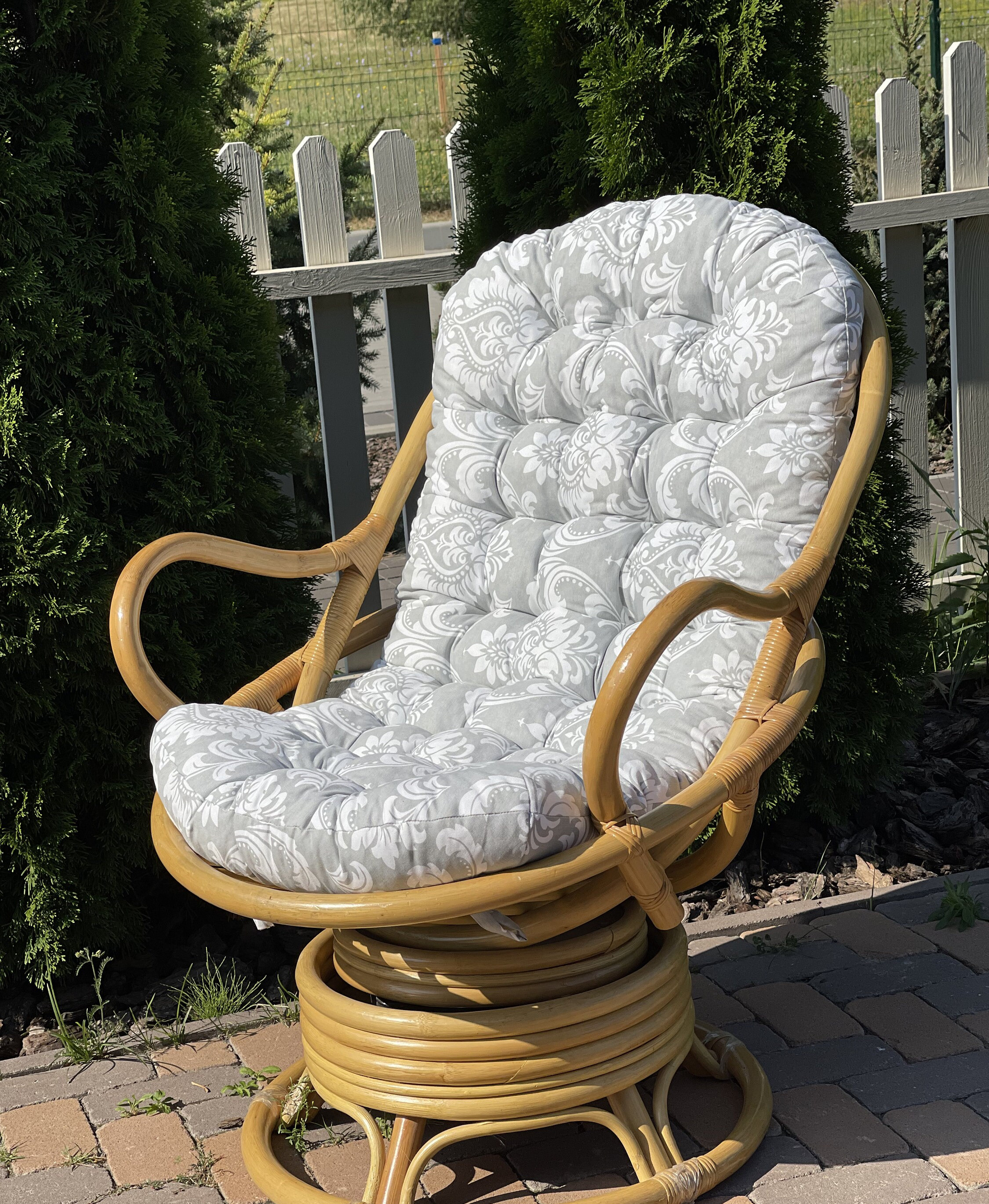 Vintage rattan swivel chair cushion sale