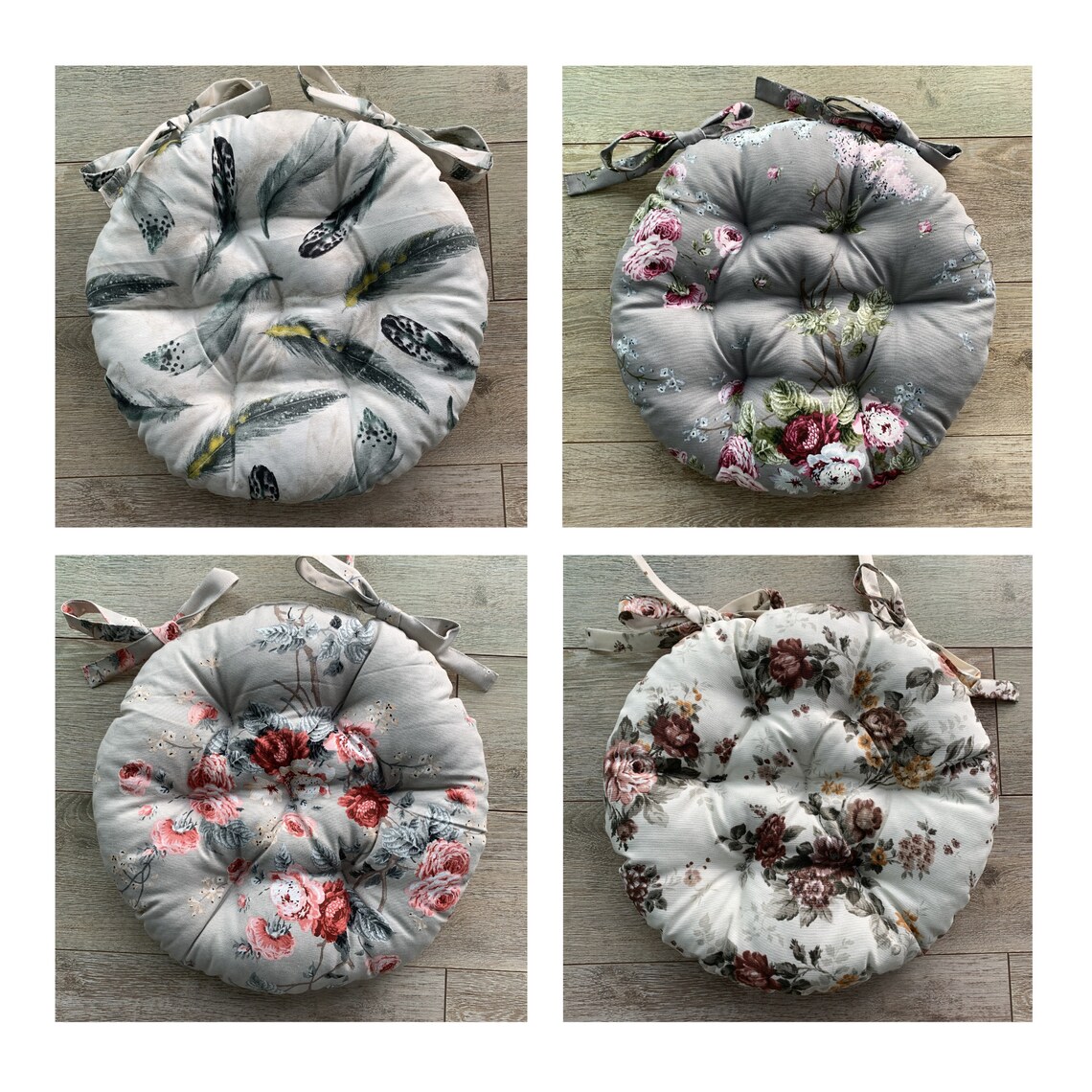 Runde Stuhlkissen Mit Bändern - Verdicktes Hockerpolster Rutschfest