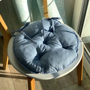 Rond stoelkussen met stropdassen/blauw stoelkussen met stropdassen/katoenen zitkussens/calico zitkussen/kussen voor kinderen/natuurlijk stoelkussen/zacht