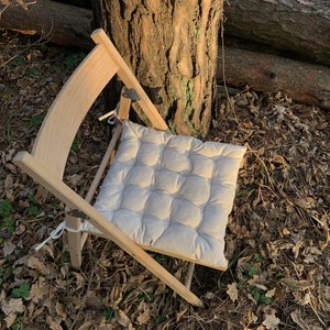 Square Linen Chair Cushion with ties/ Quilted linen Chair Cushions / White seat Cushion with ties/ Square Cushions / Flax chair pads