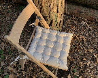 Square Linen Chair Cushion with ties/ Quilted linen Chair Cushions / White seat Cushion with ties/ Square Cushions / Flax chair pads