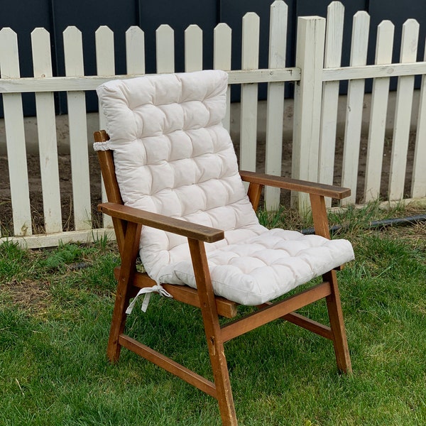 Coussin de chaise longue en lin / coussins de chaise en rotin de lin / coussin de chaise longue en lin blanc / coussin de chaise berçante / coussin de chaise en osier