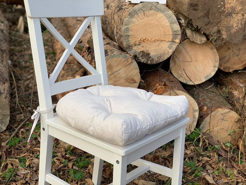 Linen Chair Cushion With Ties / Trapezoidal Cushions / White Etsy