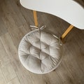 Linen chair cushions with ties/ Washed linen/ Quilted seat cushions/ White chair seat cushion / Round cushions/ Indoor/ Wedding cushions