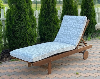 Waterproof long cushion on sun lounger with ties/ removable cover / chaise lounge cushion for garden furniture