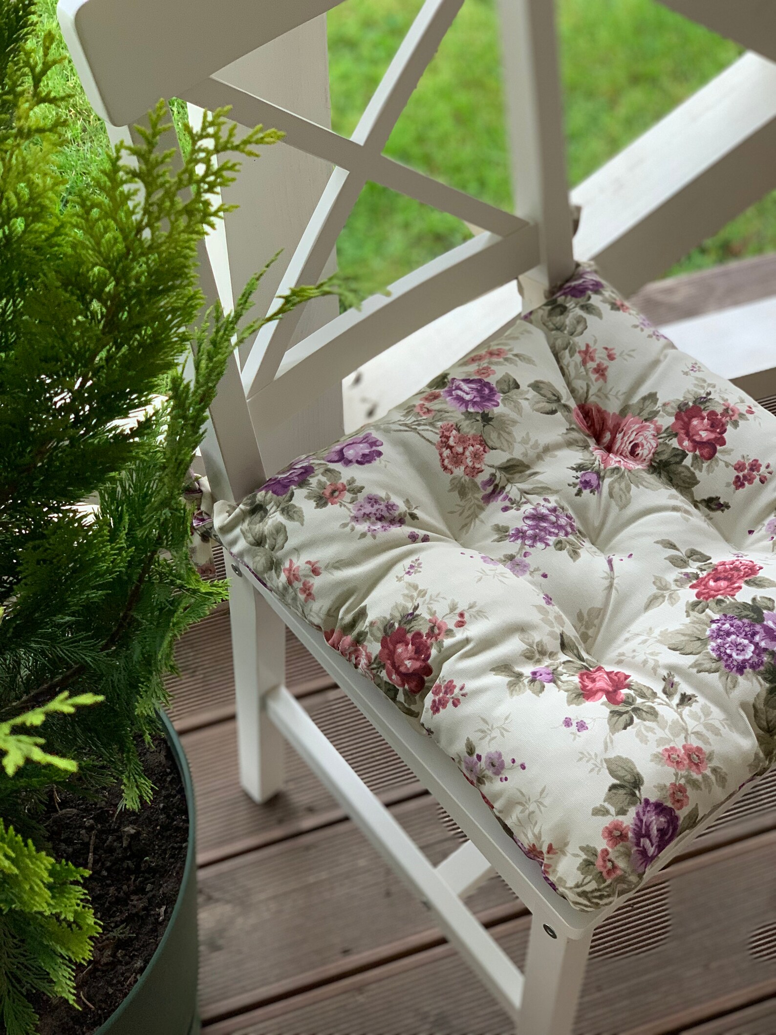 Quilted Chair Cushions / Seat Cushions With Flowers / Chair Etsy