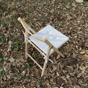 Coussin de chaise en lin carré / Coussins de chaise en mousse de lin / Coussin de siège blanc avec attaches / Coussins carrés / Coussins daccueil / Coussinets de chaise en lin image 7