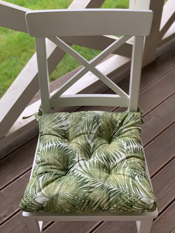 Velvet chair cushion with ties, rust chair pad, square velour seat cushion