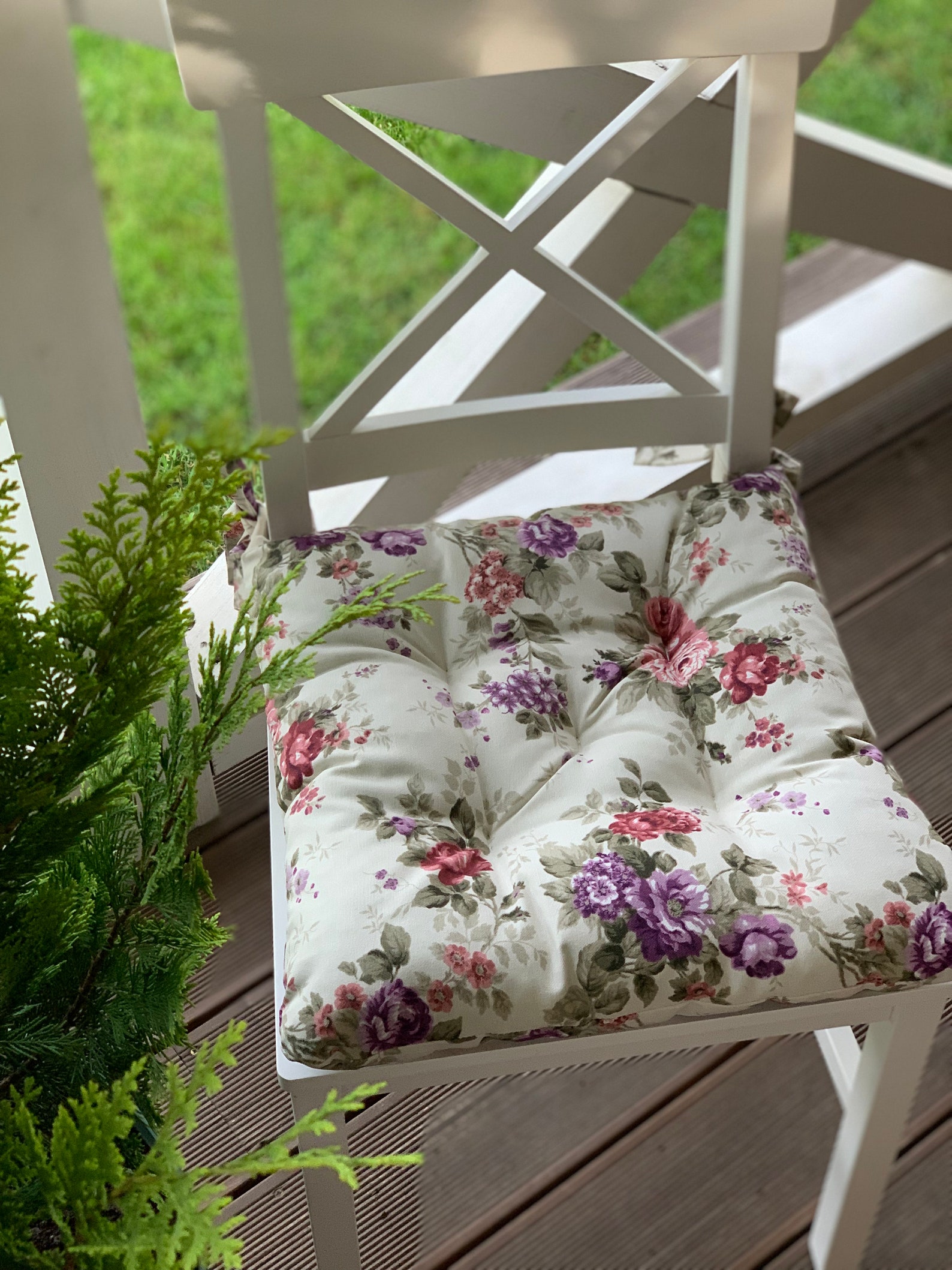 Quilted Chair Cushions / Seat Cushions With Flowers / Chair Etsy