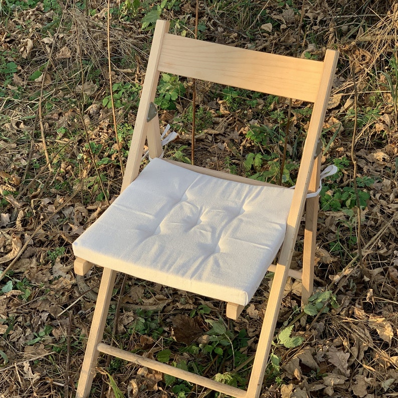 Coussin de chaise en lin carré / Coussins de chaise en mousse de lin / Coussin de siège blanc avec attaches / Coussins carrés / Coussins daccueil / Coussinets de chaise en lin image 9