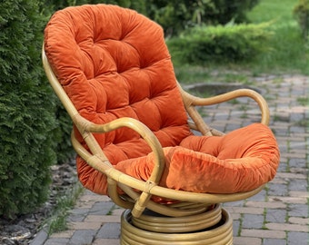 Coussin de chaise Papasan/ Coussin pour coussin de chaise berçante avec attaches/ Coussin de chaise personnalisé avec attaches pour fauteuils de chaise/ Intérieur ou pour terrasse