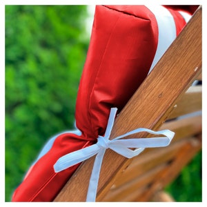 Coussin de chaise longue rouge imperméable/coussin de piscine pour chaises longues d'extérieur/chaise longue en tissu imperméable avec attaches image 3