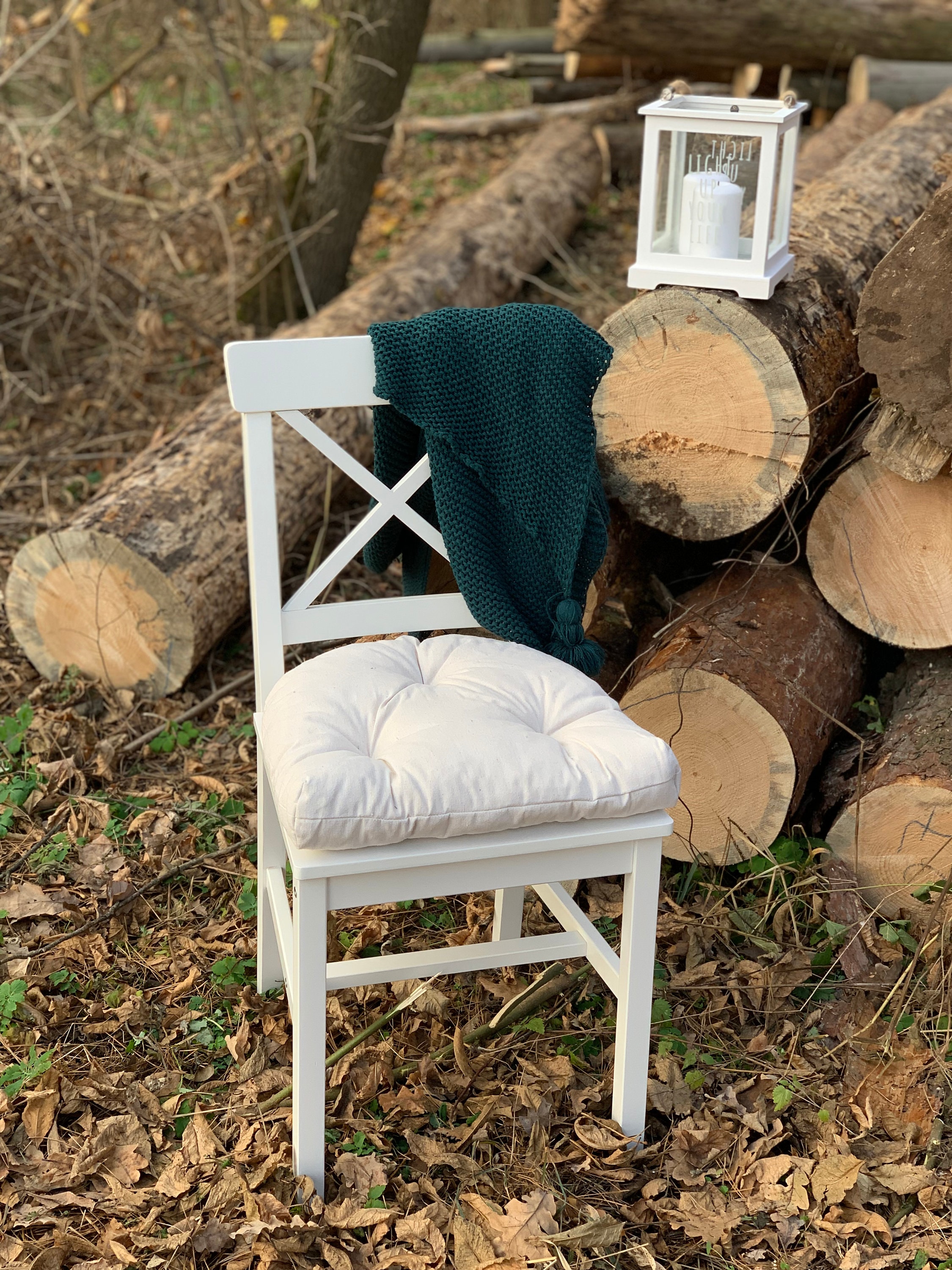 Linen Chair Cushion With Ties / Trapezoidal Cushions / White Etsy