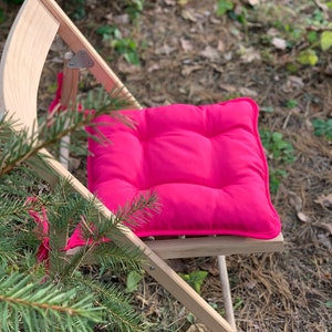 Cojines para sillas con lazos/Color rosa/Cojines para asientos de sillas/Almohadas hechas a mano para sillas/Almohadas cuadradas/Decoración del hogar/Cojines para el hogar/Cojines de bistró