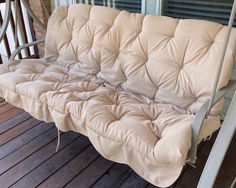 Custom porch swing cushion/ Bench cushions/ Soft cushion for porch swing with backrest/ soft outdoor garden cushion with ties/ 2-3 seater