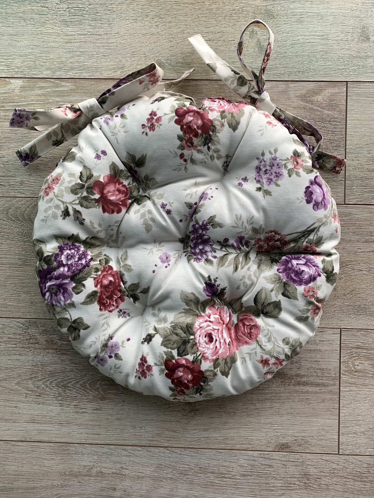 Quilted Chair Cushions / Seat cushions with flowers print / Etsy