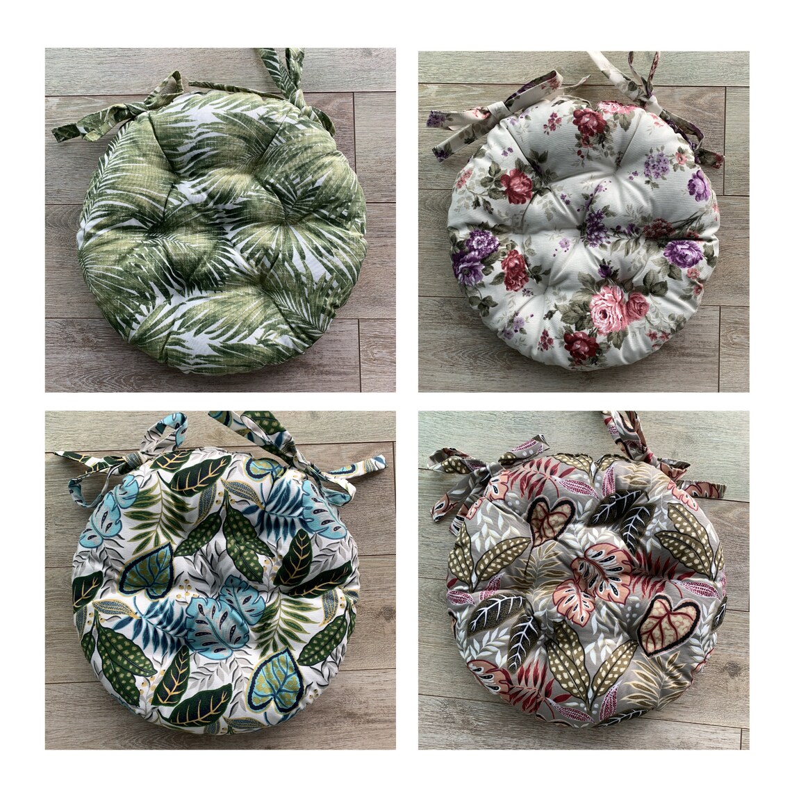 Quilted Chair Cushions / Seat Cushions With Flowers Print / Etsy